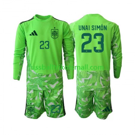 Fußballtrikots Spanien Unai Simon 23 6th World Cup Torwart Kinder Grün 2026 Langarm